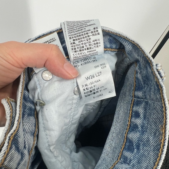 Levi’s Ribcage Straight Ankle Jeans Button Fly Distressed Raw Hem - Picture 9 of 9